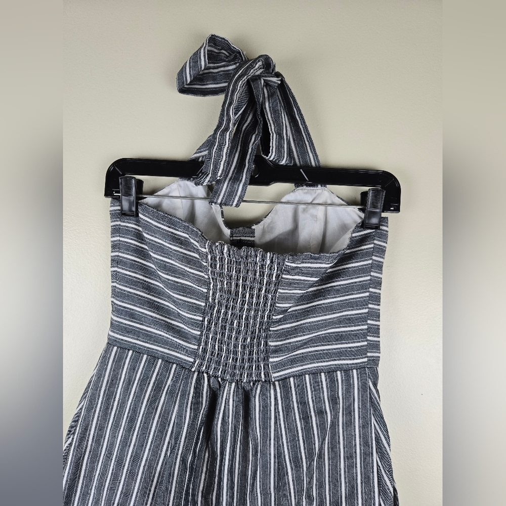 ZARA COLLECTION STRIPED CULOTTE JUMPSUIT NAUTICAL HALTERNECK Size M - Picture 7 of 8